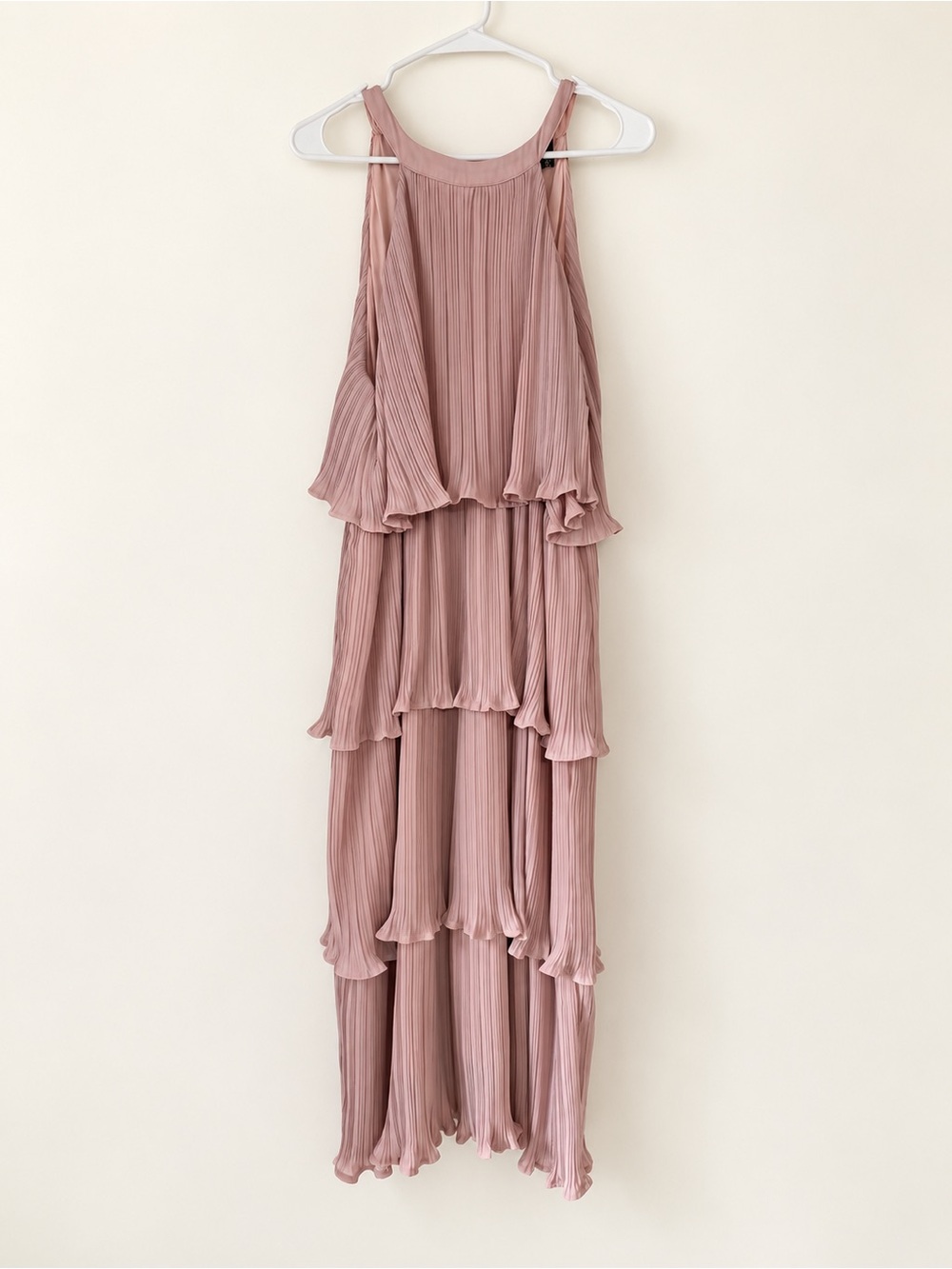 Zella Dusty Rose Tiered Pleated Maxi Dress